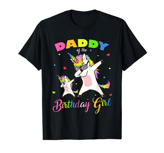 Daddy of the Birthday Girl Dabbing Unicorn Princess and Dad T-Shirt