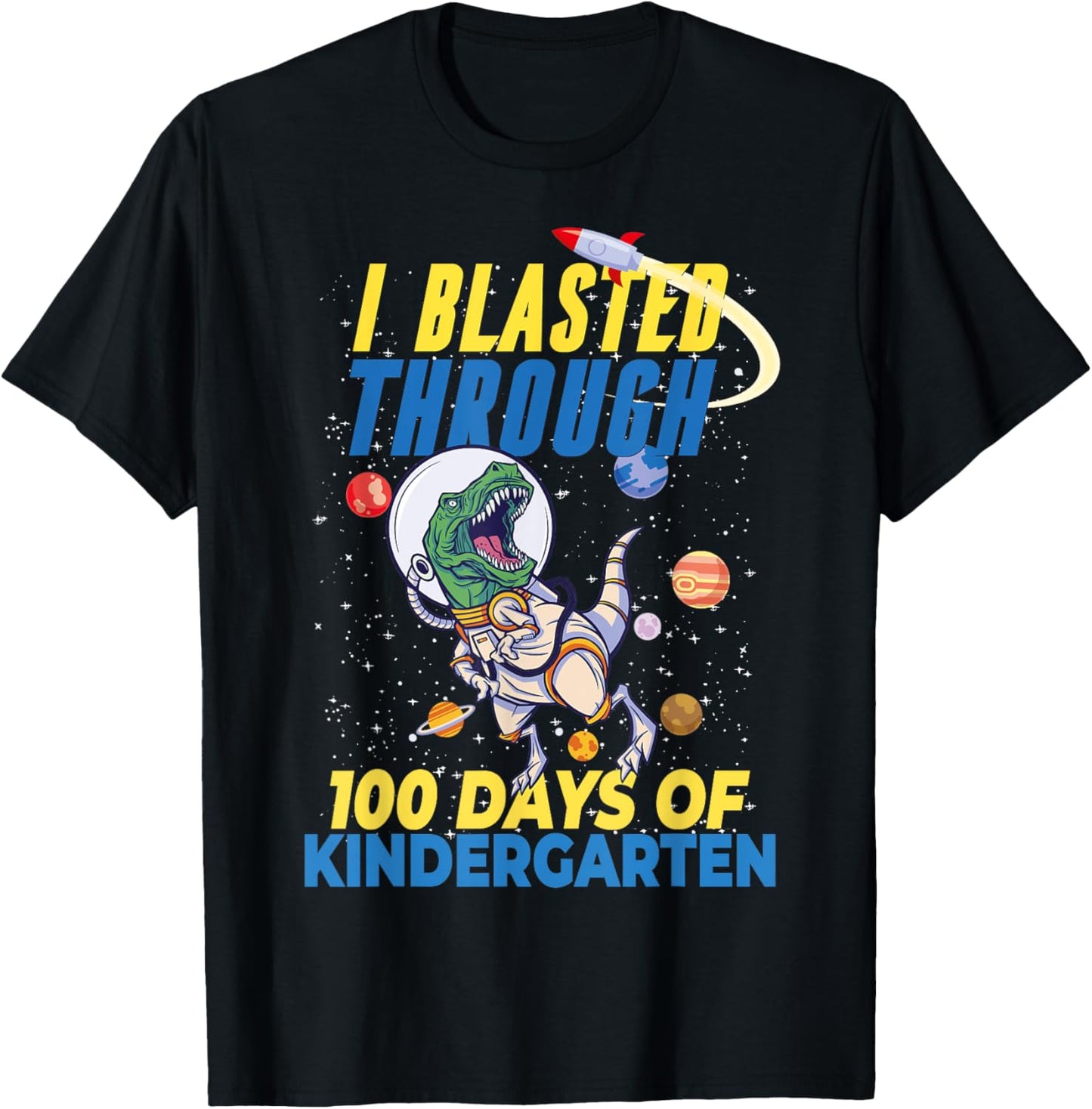 100 Days of Kindergarten Astronaut Dinosaur Kids Teachers T-Shirt