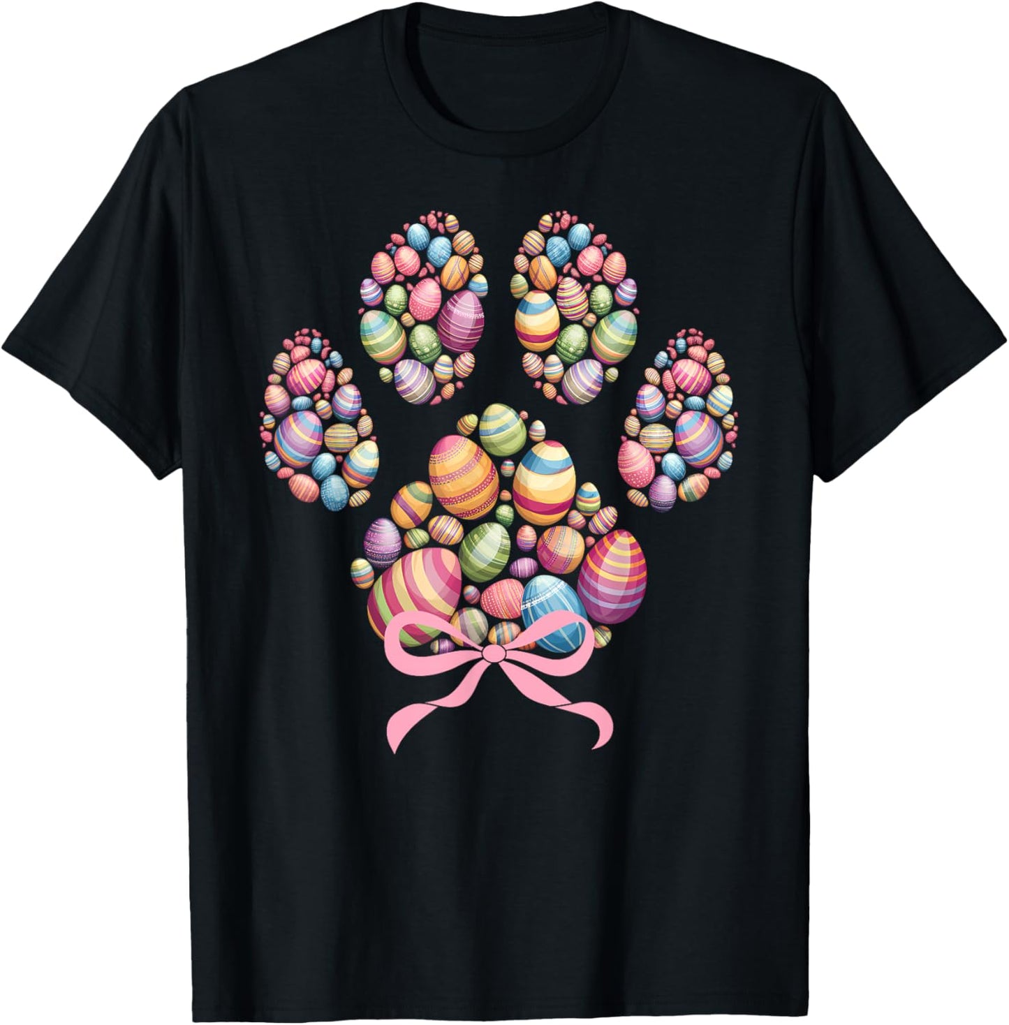 Funny Dog Paw Print Easter Eggs Happy Easter Day Boys Girls T-Shirt
