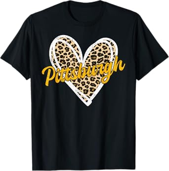 Pittsburgh Heart Leopard Woman Girl Women Kids T-Shirt