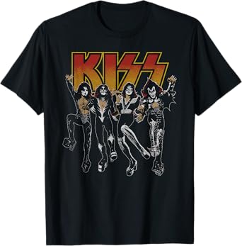 KISS Unisex Adult Slim Fit Black Cartoon T-Shirt