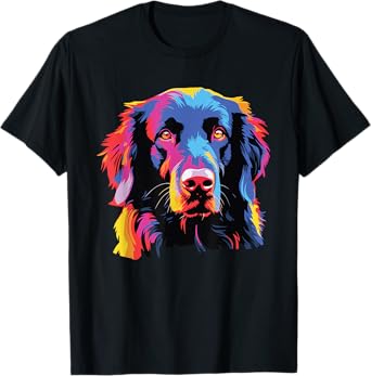 Watercolor Colorful Flat Coated Retriever Dog Men Women Girls Kids T-Shirt
