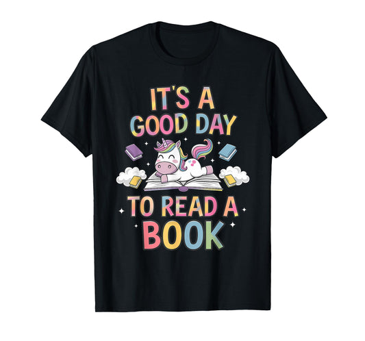 Unicorn It's A Good Day To Read A Book Books Lovers Kids T-Shirt