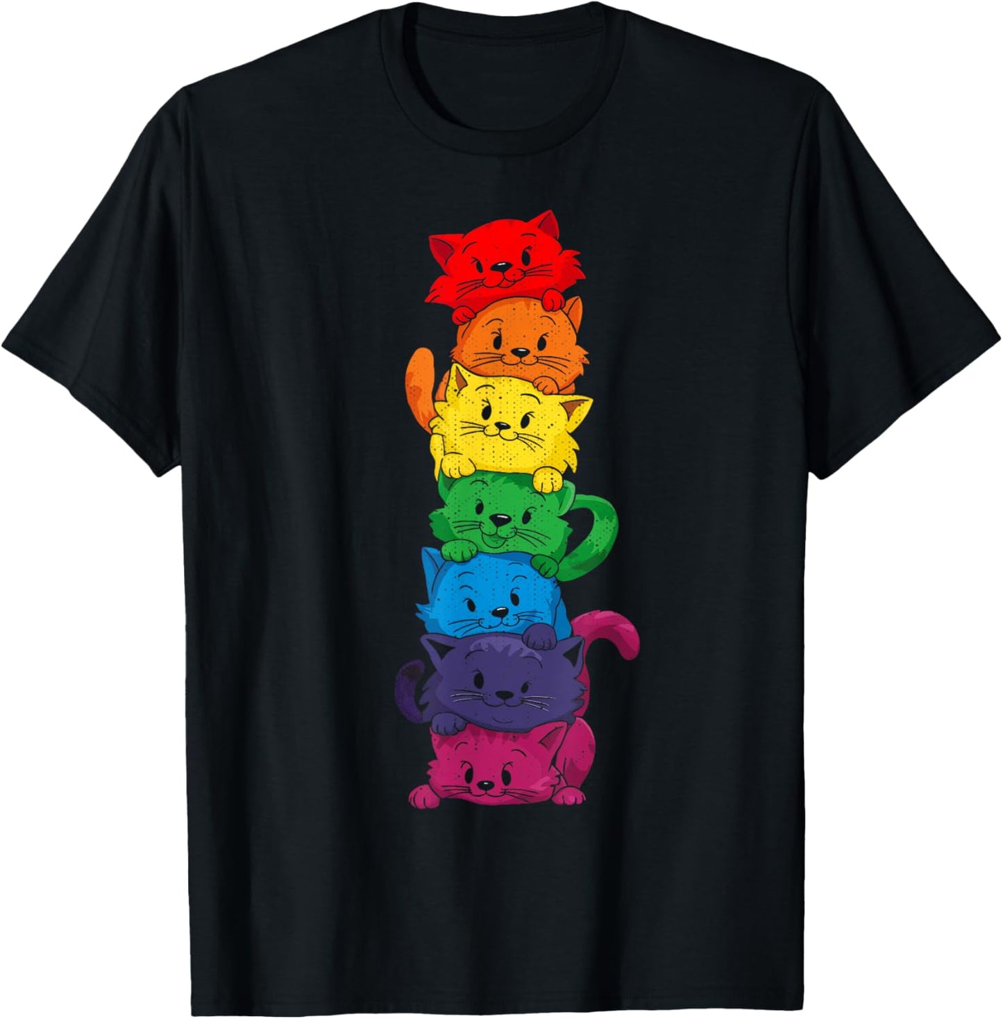 Vintage LGBT Cat Stack Rainbow Gay Pride For Cat Lover T-Shirt