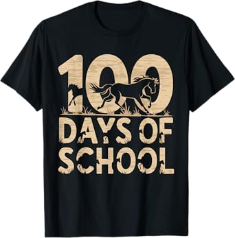 100 Days Of School Horse 100th Day Student Kids Boys T-Shirt