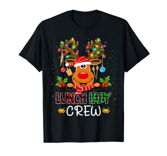 Lunch Lady Crew Reindeer Cafeteria Lady Xmas Holiday Women T-Shirt