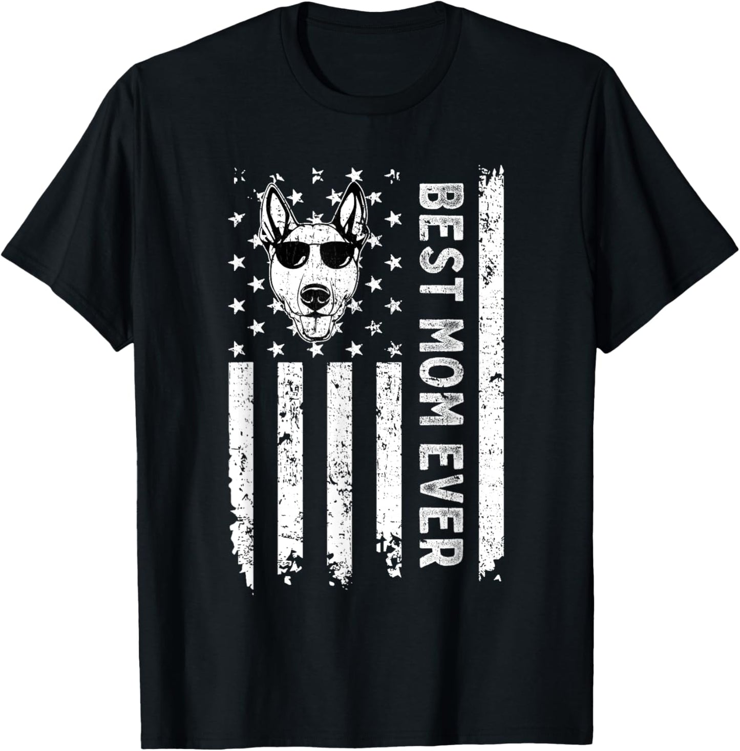 Best Bull Terrier Dog Mom Ever Mothers Day USA Flag T-Shirt