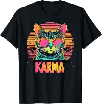 Vintage Cat Karma lovers For Teens Girls Women Men T-Shirt