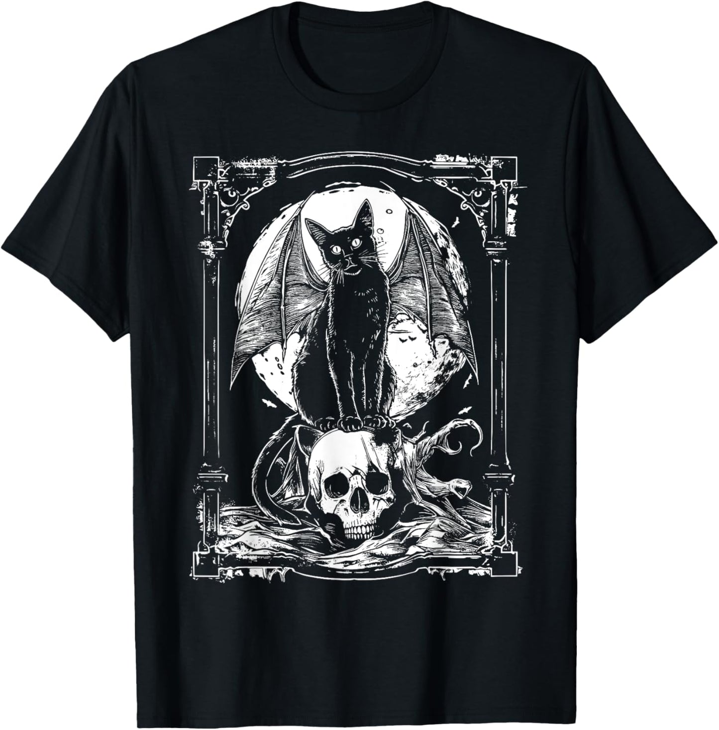 Bat Cat Skull | Occult Unholy Punk Goth Grunge Black Metal T-Shirt