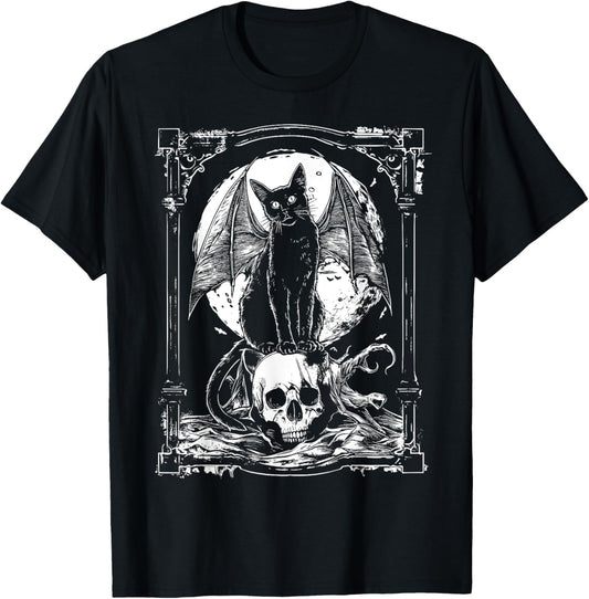 Bat Cat Skull | Occult Unholy Punk Goth Grunge Black Metal T-Shirt