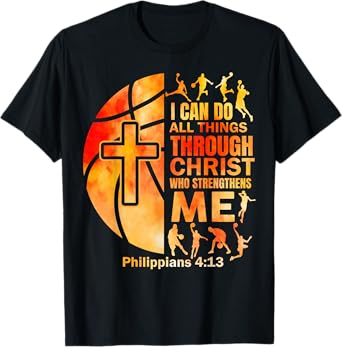 Christian Basketball Men Boys Player Team Religious Graphic T-Shirt