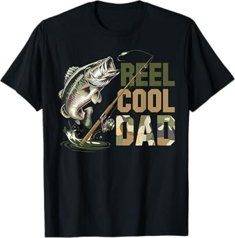 Dad Father's Day Retro Camo Reel Cool Dad Funny Fishing T-Shirt