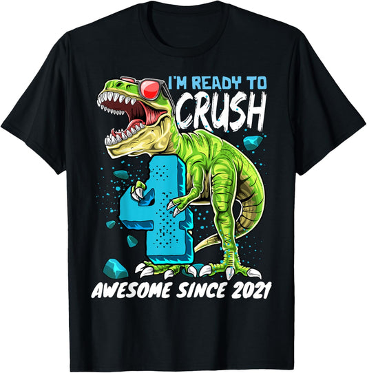 4th Birthday T Rex Dinosaur Party Boys Rawr I'm 4 T-Shirt