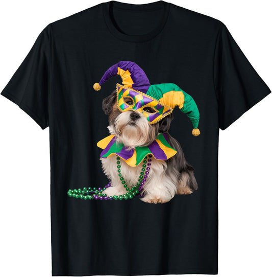 Shih Tzu Dog Lover Cute Mardi Gras Carnival Jester Pet Puppy T-Shirt