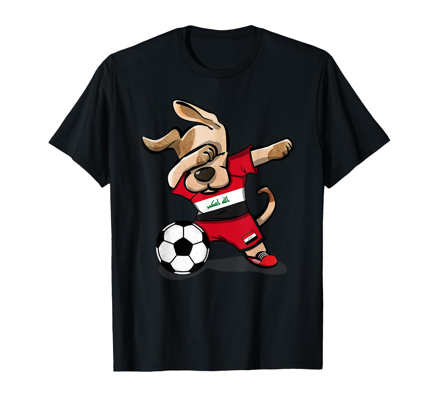 Dabbing Dog Iraq Soccer Fans Jersey Iraqi Football Lovers Men Women Girls Kids T-Shirt