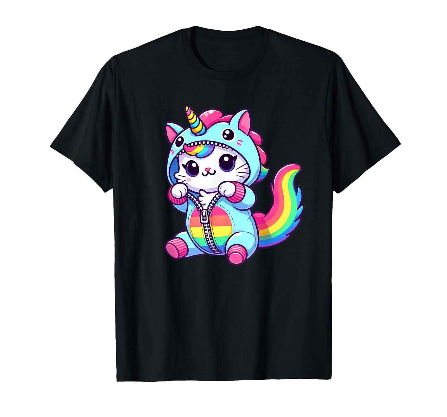 Cat Dressed as Unicorn Funny Cat Lover Women Girls T-Shirt