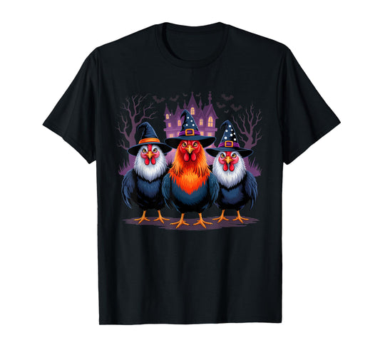 Funny Halloween Chicken Witch Spooky Season Women Men Farmer T-Shirt
