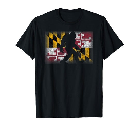 Maryland State Flag Bigfoot Shirt Funny Sasquatch Souvenir T-Shirt