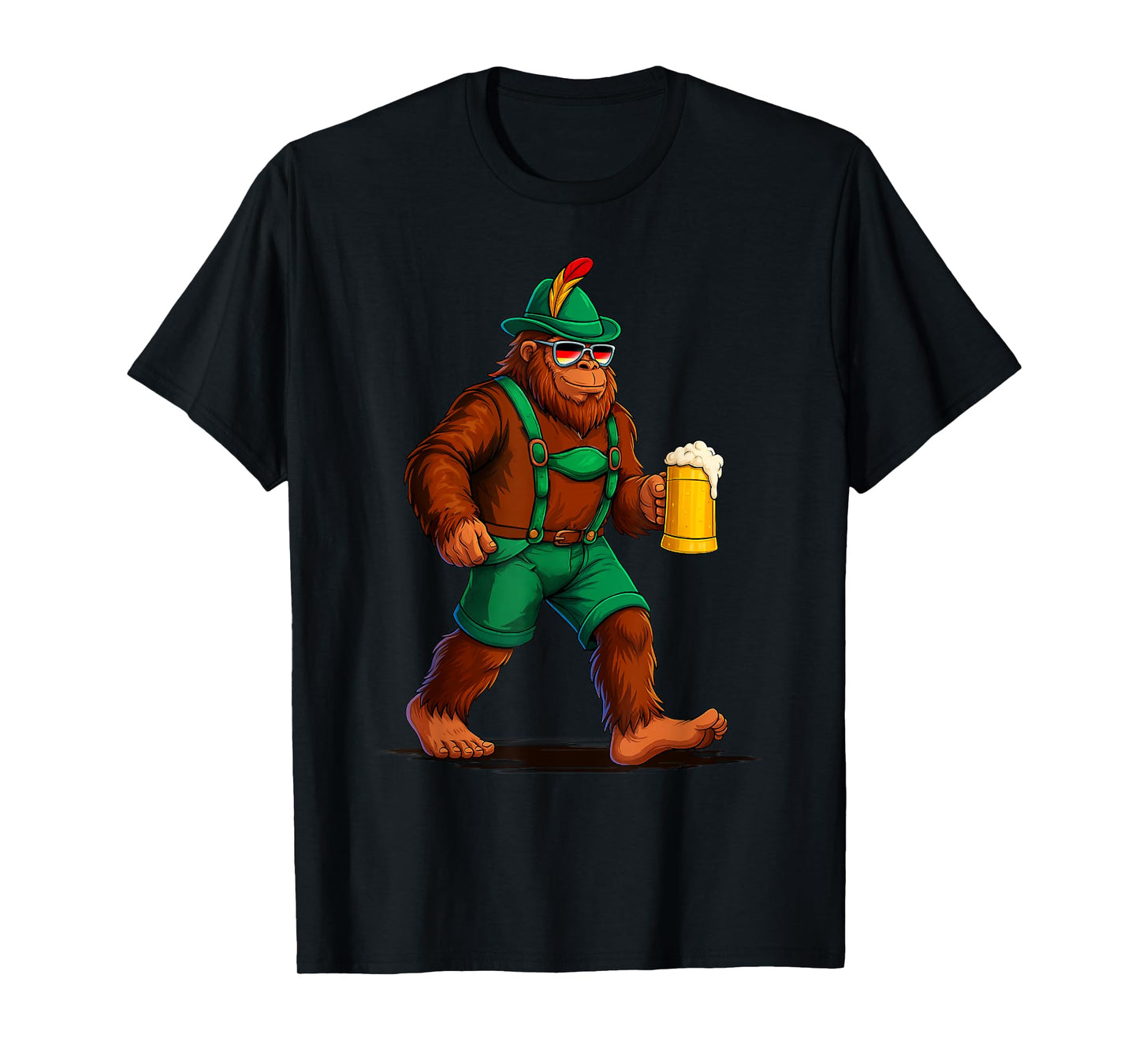 German Bigfoot Sasquatch Beer Lederhose Funny Oktoberfest T-Shirt