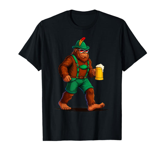 German Bigfoot Sasquatch Beer Lederhose Funny Oktoberfest T-Shirt