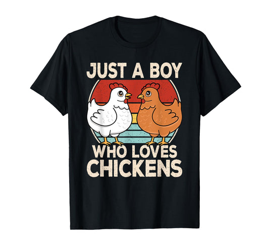 Just A Boy Who Loves Chickens Retro Chicken Boys Kids T-Shirt