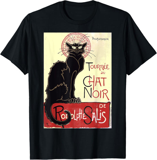 Halloween Black Cat Le Chat Noir Tournee French T-Shirt