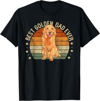 Best Golden Dad Ever Retro Golden Retriever Gifts Dog Daddy T-Shirt