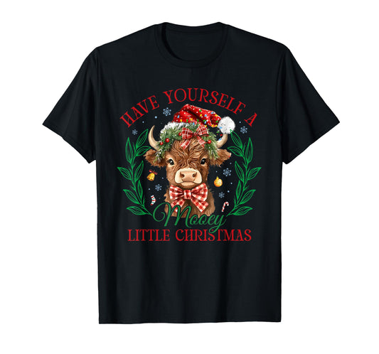 Have Yourself A Mooey Little Christmas Funny Cow Santa Women T-Shirt