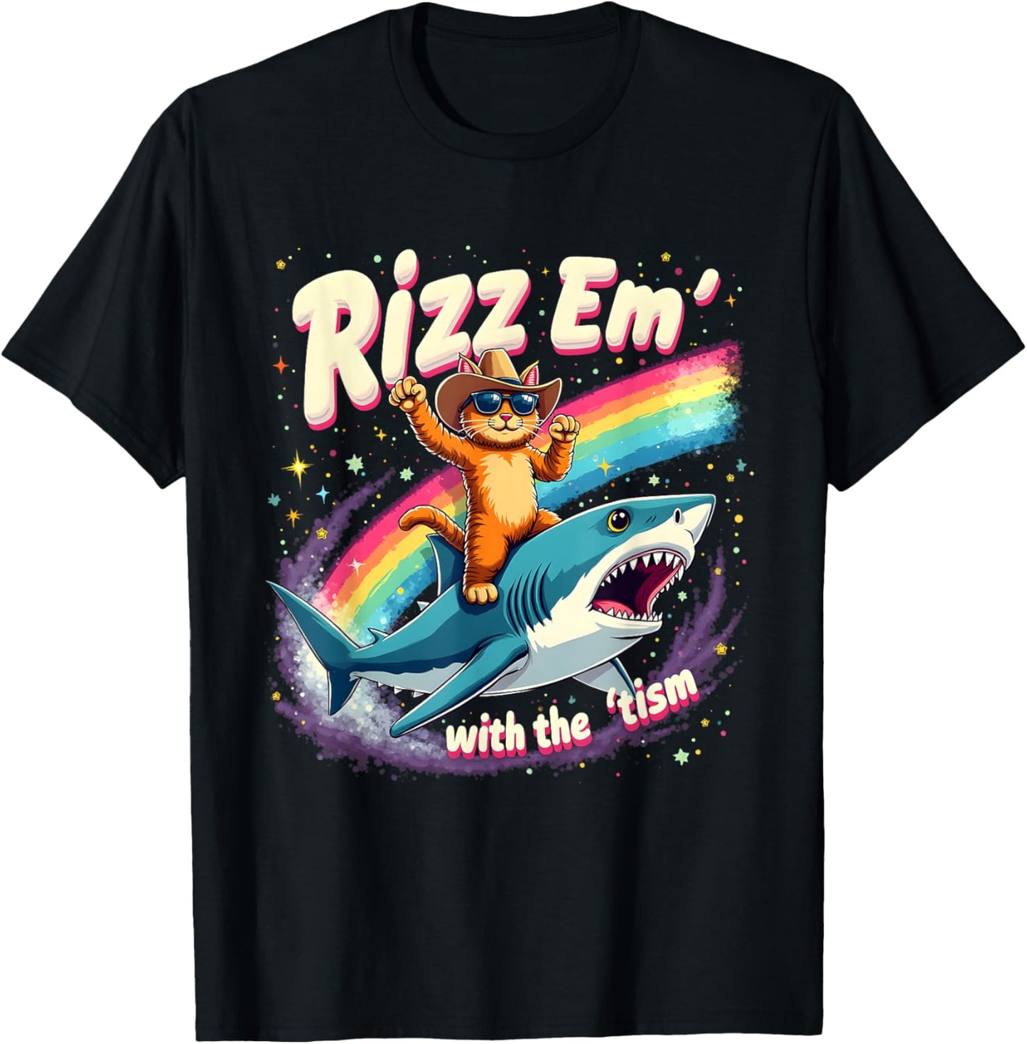 Rizz Em' With the 'Tism Humor Cat Shark Autism Awareness T-Shirt