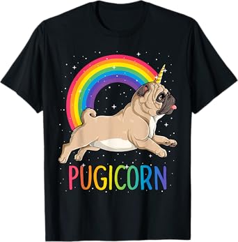 Pugicorn Pug Unicorn T shirt Girls Kids Space Galaxy Rainbow