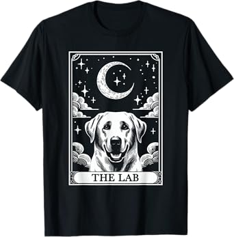 Tarot Card Vintage Crescent Moon Labrador Retriever Dog Mom Men Women Girls Kids T-Shirt