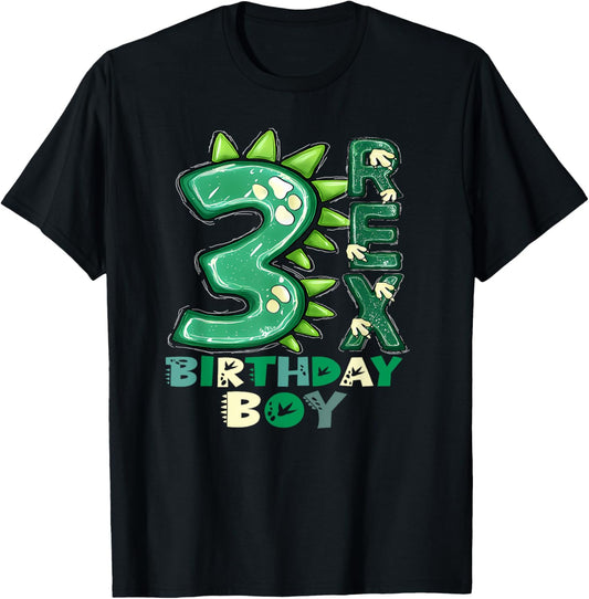Three Rex 3Rd Birthday Boy Third T Rex Dinosaur 3 Year Old T-Shirt