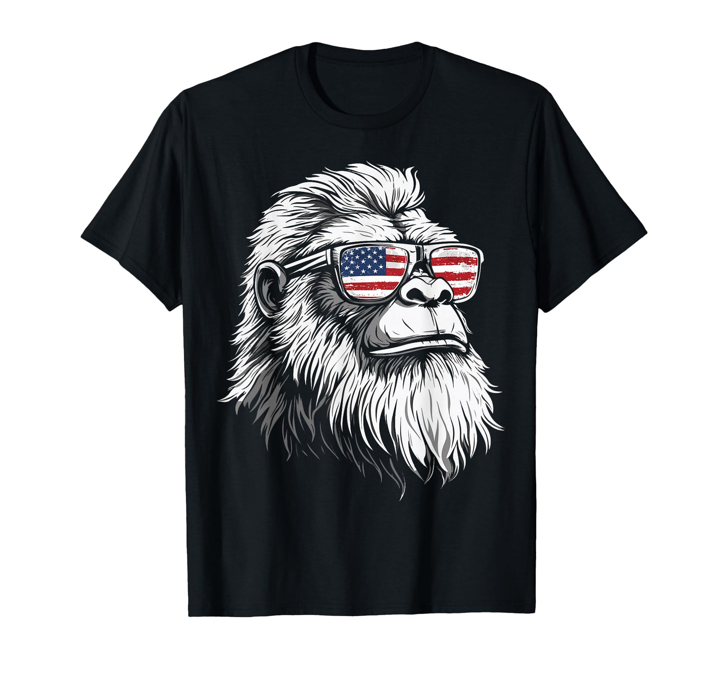 Bigfoot With Sunglasses USA Flag T-Shirt