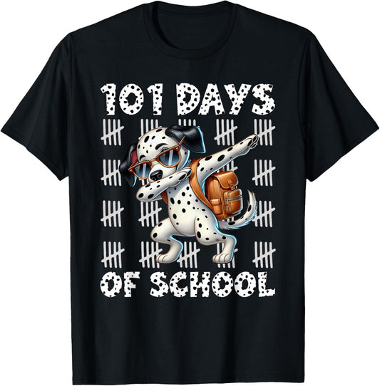 Happy 101 Days Of School Funny Dabbing Dog Student Teacher T-Shirt