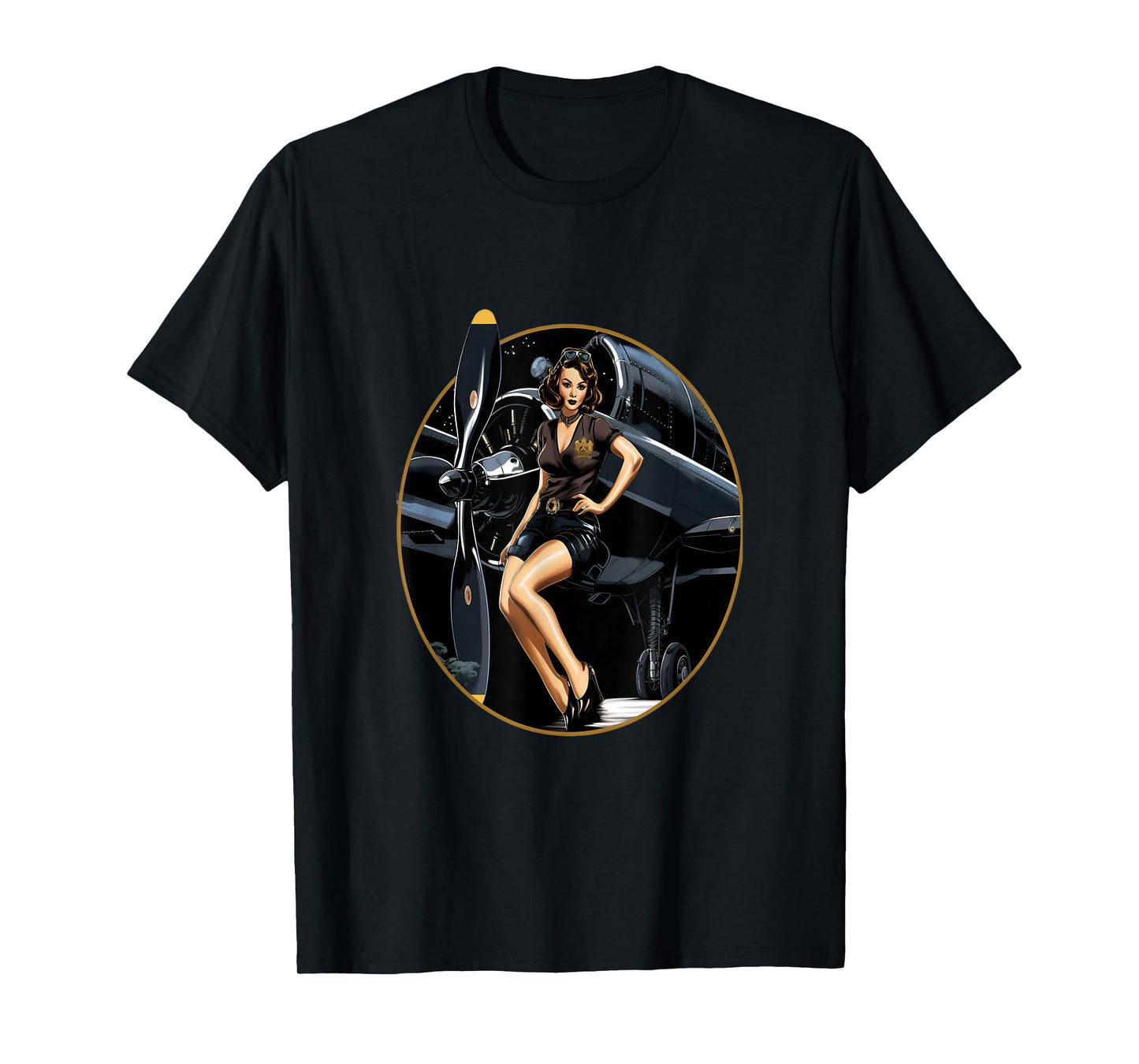 Pinup Girl Warbird Military Aircraft Aviation T-Shirt