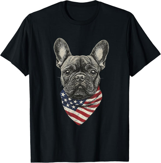 French Bulldog American Flag T-shirt