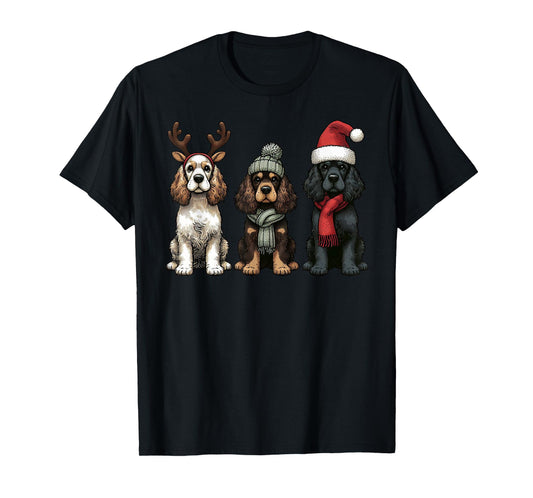 Santa Reindeer Cocker Spaniel Christmas Cocker Lover Pajama T-Shirt