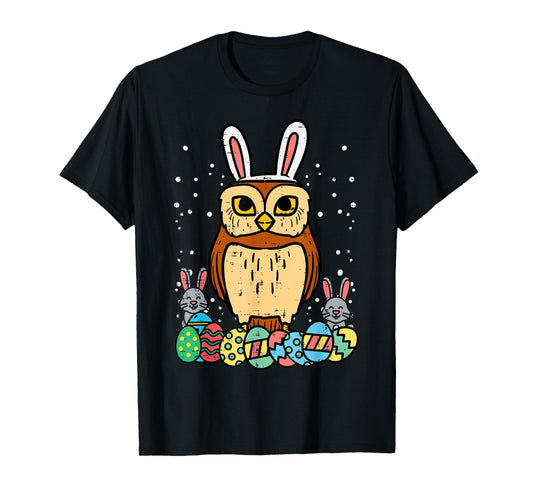Easter Owl Eggs Bunnies Cute Animal Bird Men Women Kids T-Shirt
