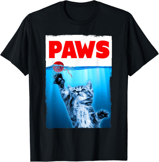 Paws Cat Parody Chasing String Ball T-Shirt
