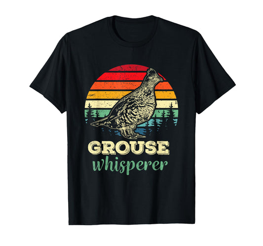 Mens Retro Ruffed Grouse Whisperer Bird Hunting Birding Gift T-Shirt