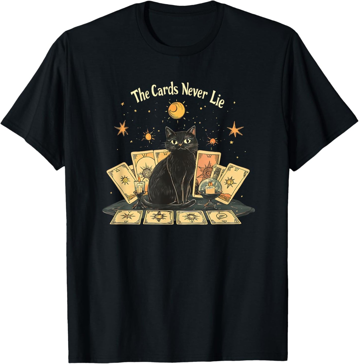 The Witch Cat Tarot Card The Cards Never Lie Vintage Gothic T-Shirt