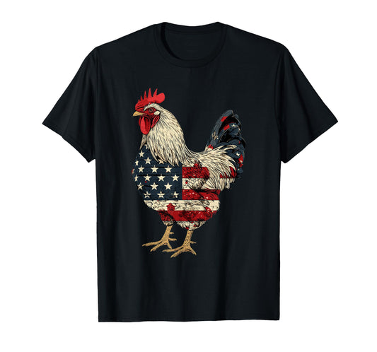 Chicken Farm Patriotic Farmer 4th Of July USA American Flag T-Shirt for Women Men