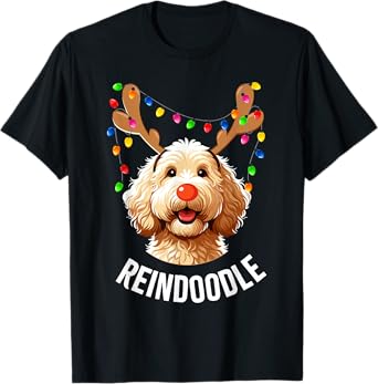 Christmas Goldendoodle Reindeer Doodle Dog Reindoodle Dog T-Shirt for Men Women Kids