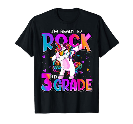 I'm Ready To Rock 3rd Grade Unicorn Back To School Girls T-Shirt