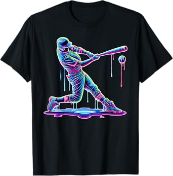 Ice Cream Drip Baseball Bat Baseball Player T-Shirt