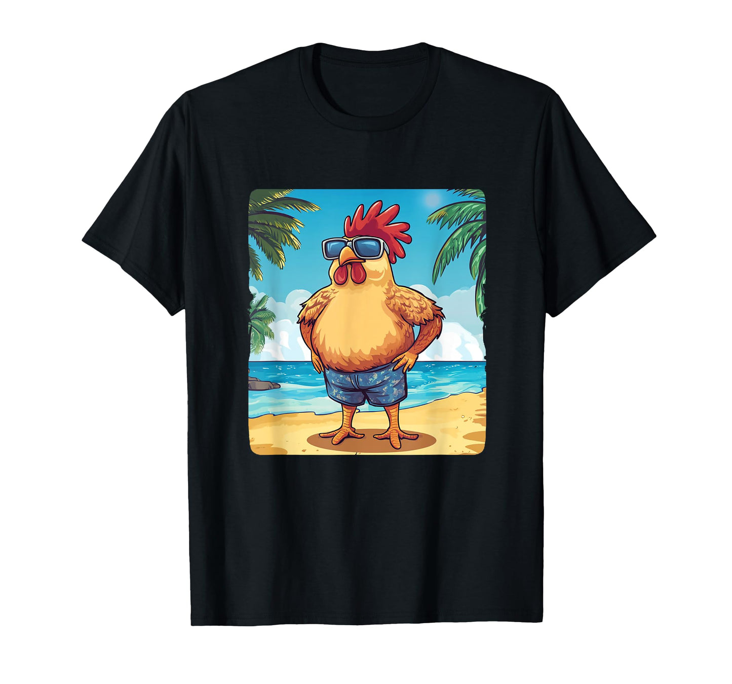 Cool Rooster in Swimsuit and Sunglasses Costume T-Shirt