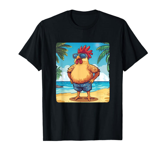 Cool Rooster in Swimsuit and Sunglasses Costume T-Shirt