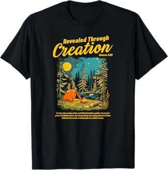 Through Creation Romans 1:20 Bible Verse Christian Camping T-Shirt