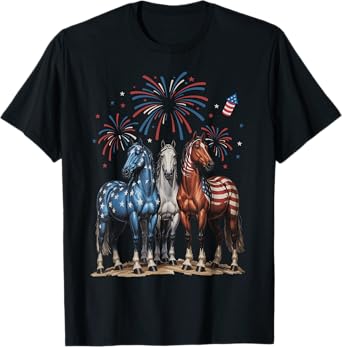 Horse 4th of July USA Flag Independence Day Gifts Graphic T-Shirt