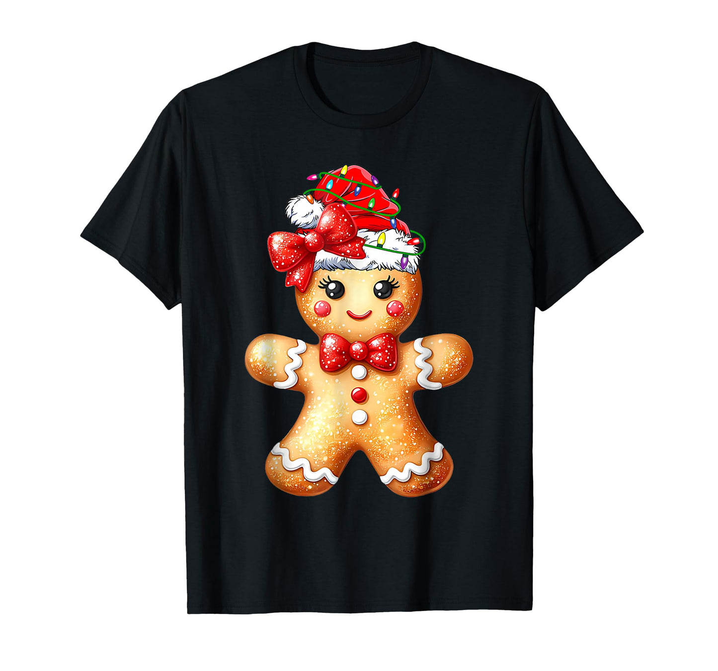 Merry Christmas Shirt Gingerbread Santa Pajamas Girls Women T-Shirt
